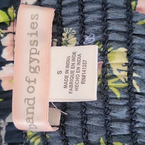 Band of Gypsies Smocked Back Corset Bra Top Floral Jumper with Pockets Size S - Picture 13 of 14